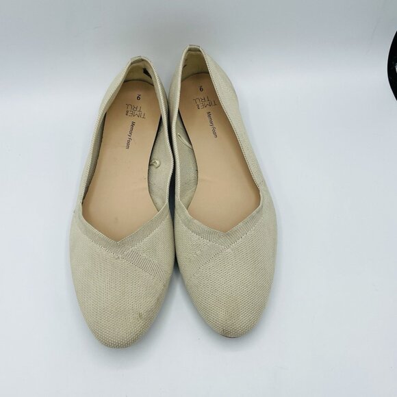 Time and Tru Shoe Women Size 9 Tan Knit Stretch Flats Memory Foam Comfort Loafer - Picture 5 of 11